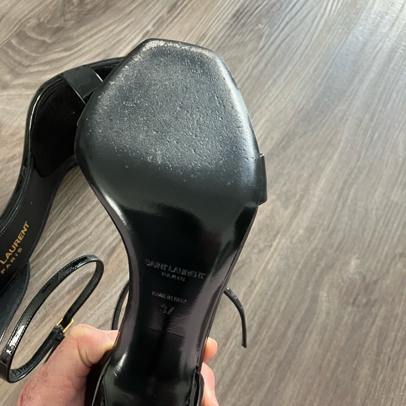 Saint Laurent 4” Heels Thin Strap Black Patent Leather Size 37 - Picture 5 of 8
